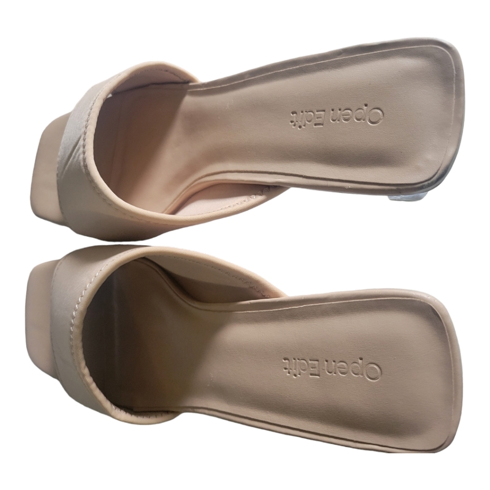 Open Edit Candace Sandal In Beige Clear Block Heel Size 9 - Picture 4 of 5